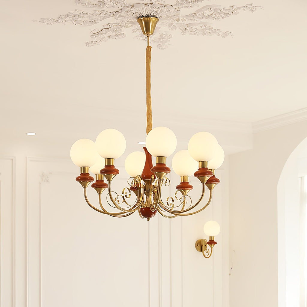 Chandelier with Green Glass Shades and Gold or Black Finish | Luxury Pendant Lamp in 3, 5 or 8 Light Points - Lamylie