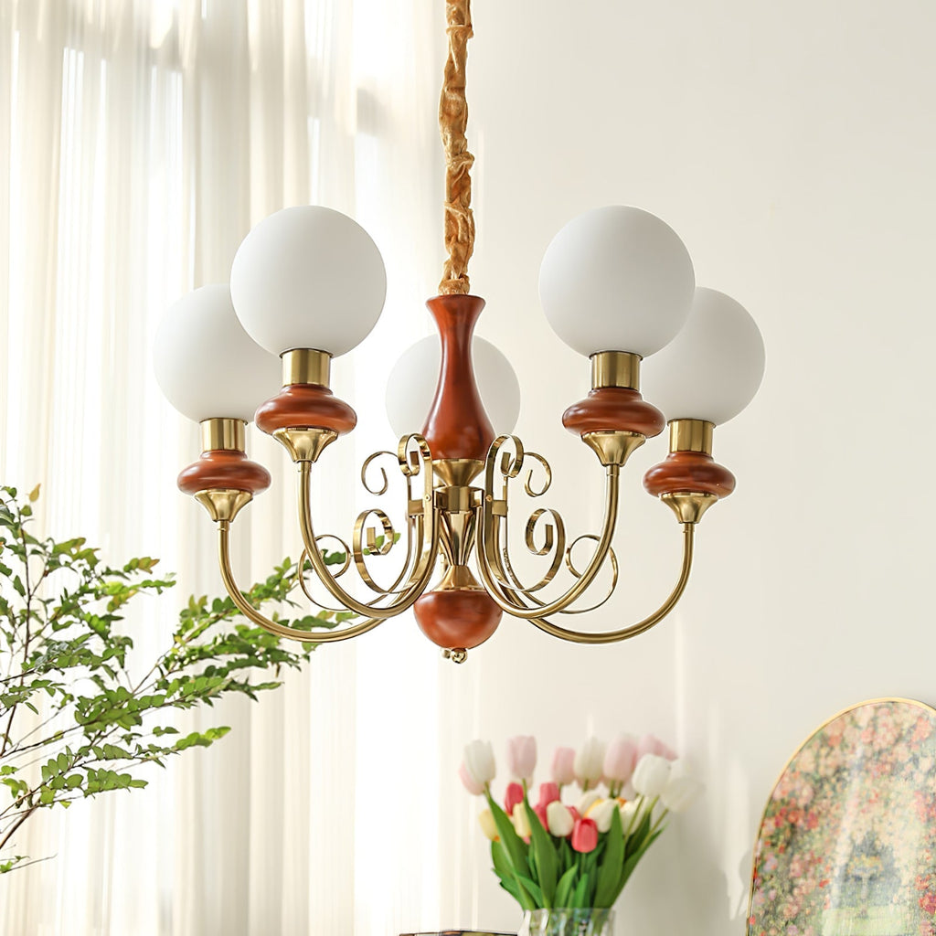 Chandelier with Green Glass Shades and Gold or Black Finish | Luxury Pendant Lamp in 3, 5 or 8 Light Points - Lamylie