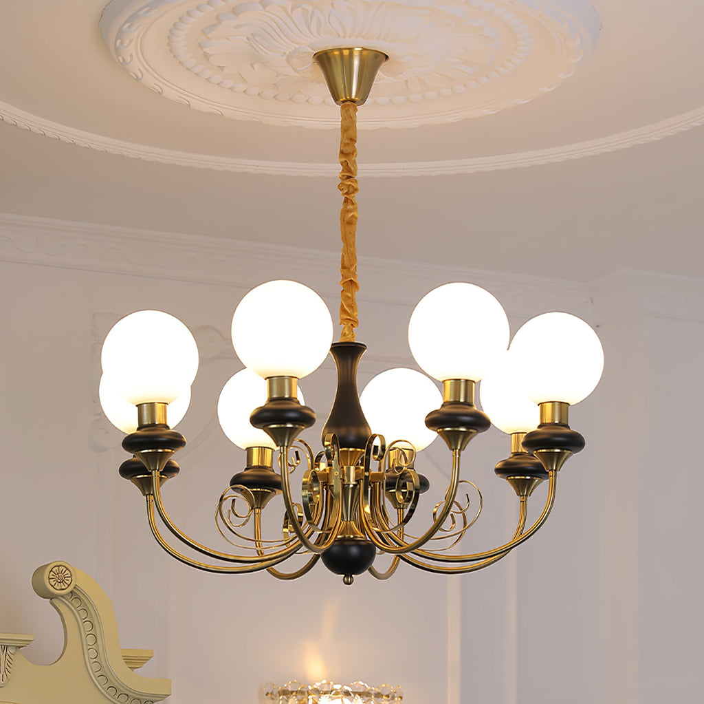 Chandelier with Green Glass Shades and Gold or Black Finish | Luxury Pendant Lamp in 3, 5 or 8 Light Points - Lamylie