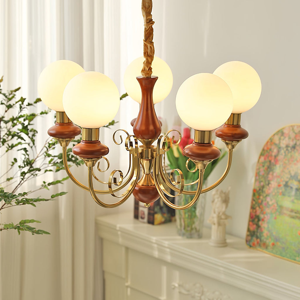 Chandelier with Green Glass Shades and Gold or Black Finish | Luxury Pendant Lamp in 3, 5 or 8 Light Points - Lamylie