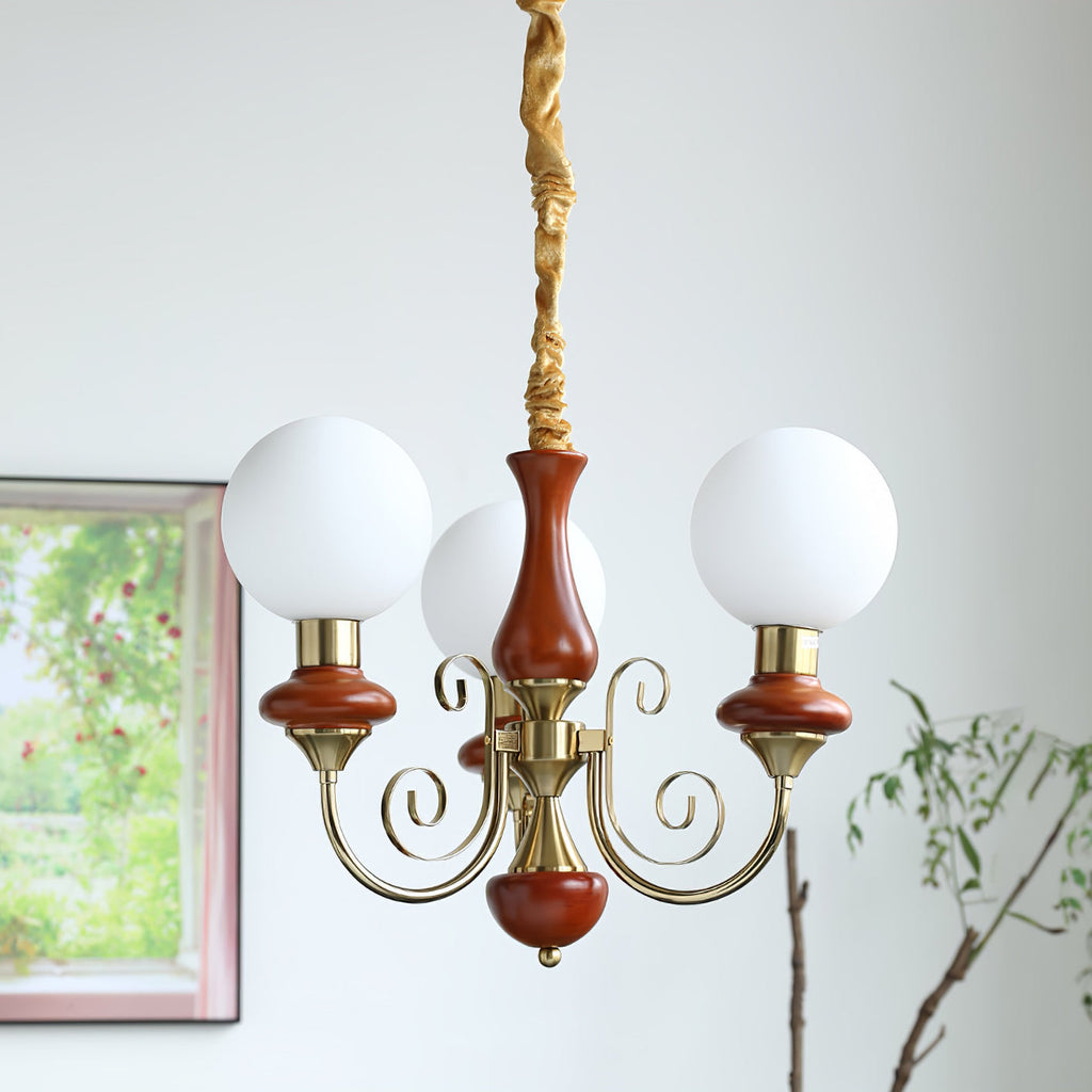 Chandelier with Green Glass Shades and Gold or Black Finish | Luxury Pendant Lamp in 3, 5 or 8 Light Points - Lamylie
