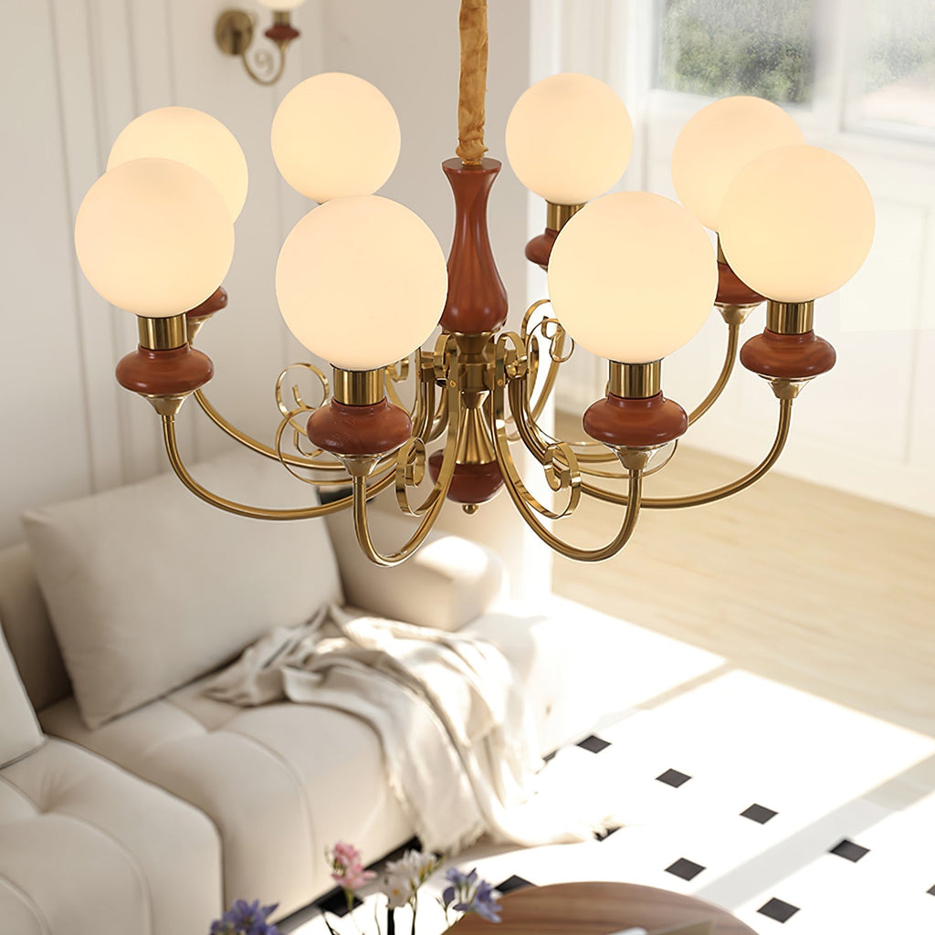 Chandelier with Green Glass Shades and Gold or Black Finish | Luxury Pendant Lamp in 3, 5 or 8 Light Points - Lamylie