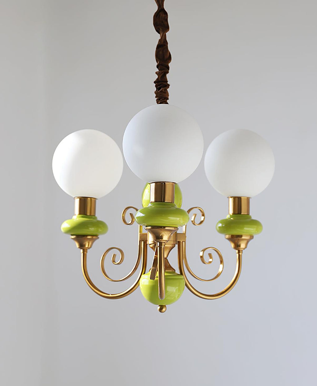 Chandelier with Green Glass Shades and Gold or Black Finish | Luxury Pendant Lamp in 3, 5 or 8 Light Points - Lamylie