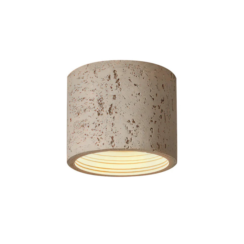 Cylindrical Travertine Ceiling Lamp | LED Lighting for Modern Interiors - Lamylie