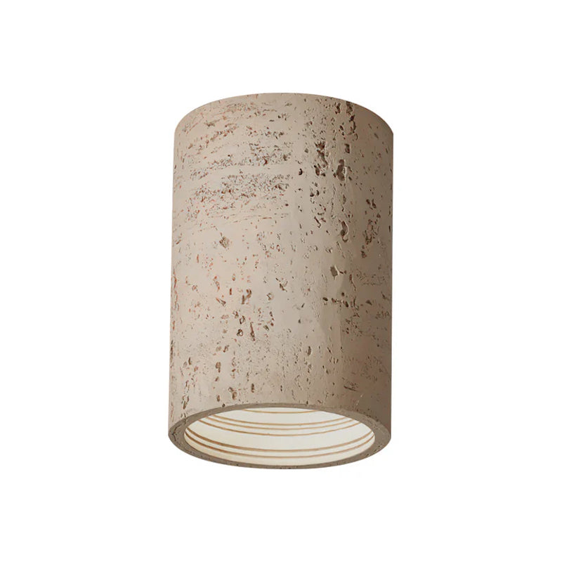 Cylindrical Travertine Ceiling Lamp | LED Lighting for Modern Interiors - Lamylie