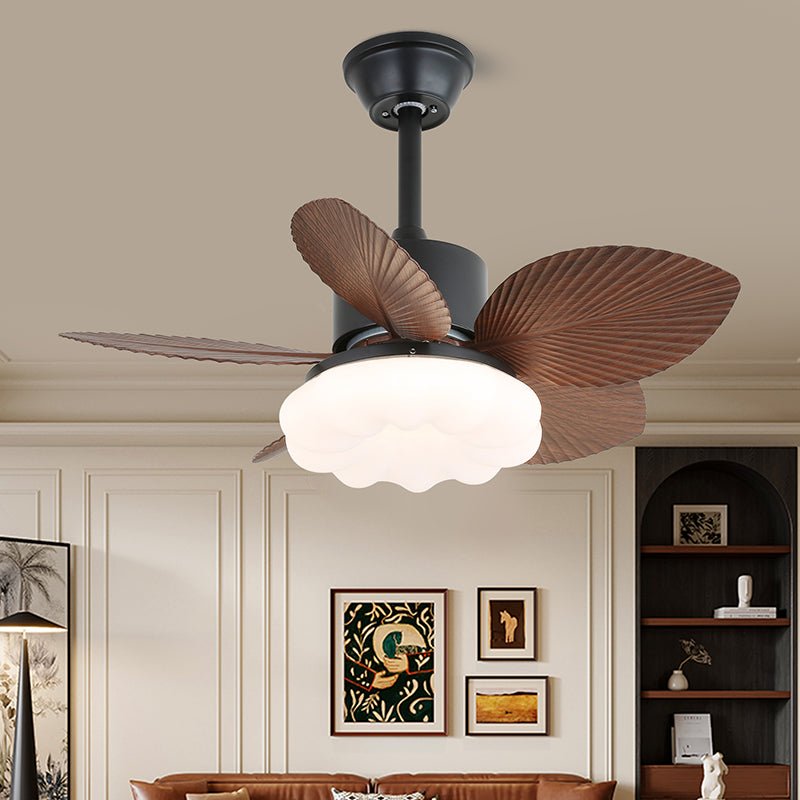Ventilateur de plafond avec éclairage — design tropical en bois — Ø75cm — commande à 6 vitesses - Lamylie