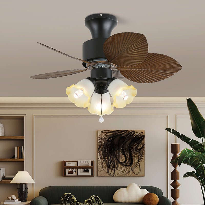 Trópusi mennyezeti ventilátor üvegvilágítással | Ø 81 cm | 6 sebességfokozat és távirányító - Lamylie