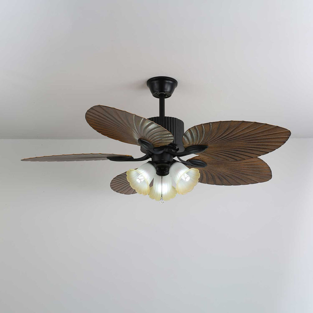Ceiling Fan Palm Whisper Vintage with Integrated Lighting 132 cm - Lamylie