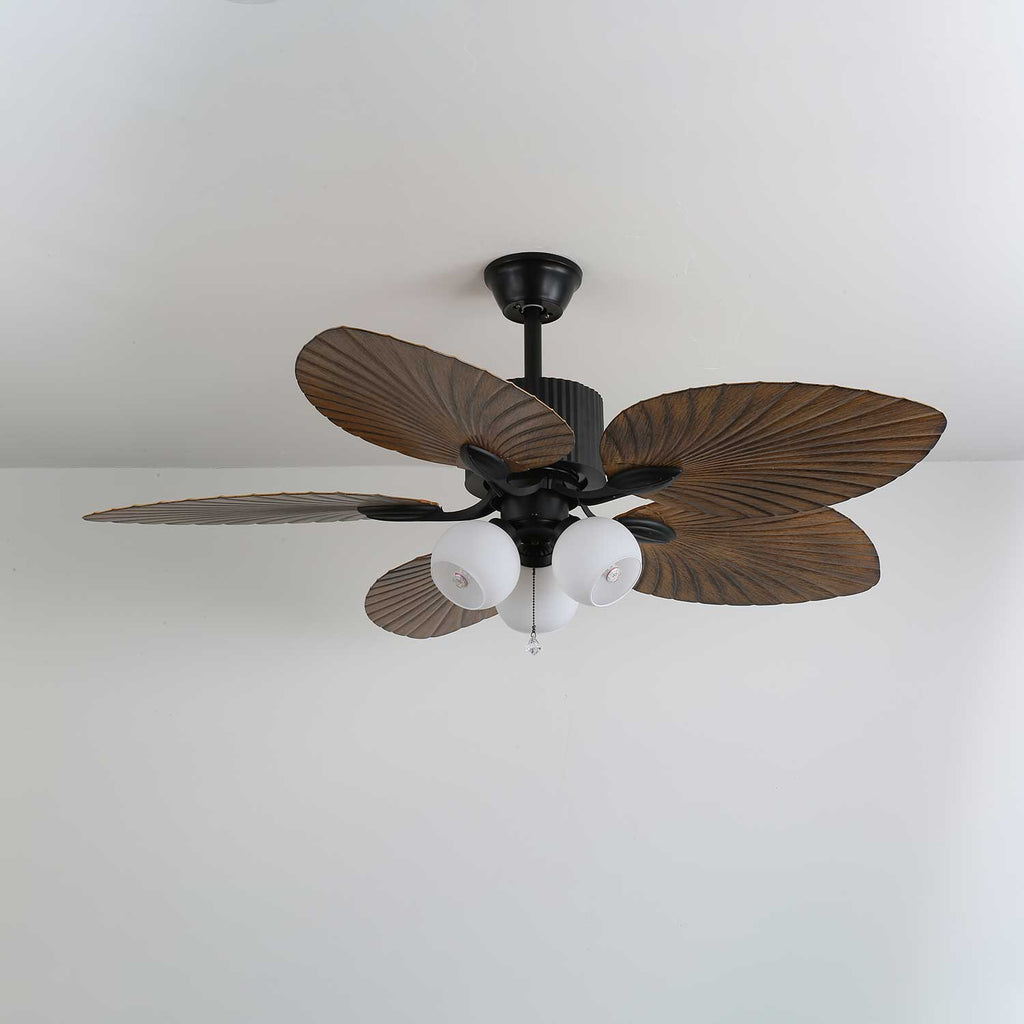 Ceiling Fan Palm Whisper Vintage with Integrated Lighting 132 cm - Lamylie
