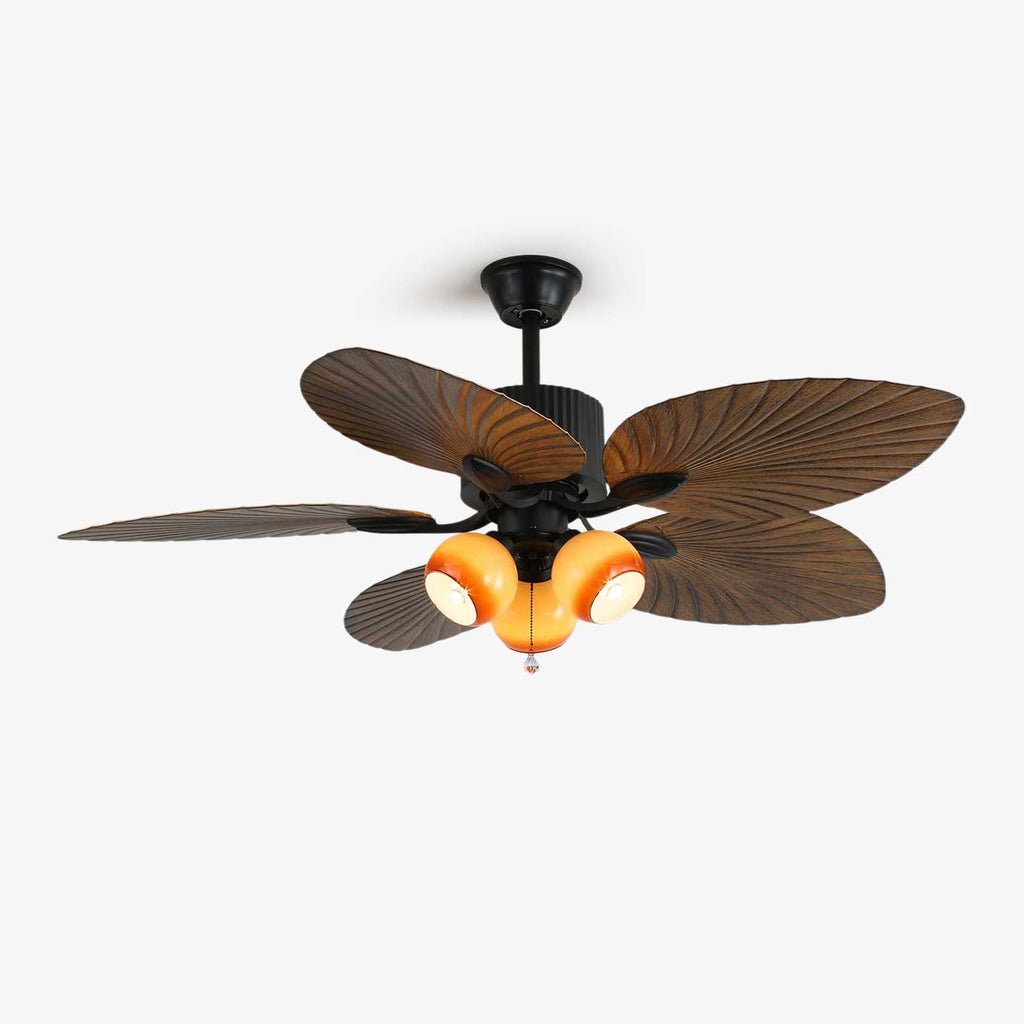 Ceiling Fan Palm Whisper Vintage with Integrated Lighting 132 cm - Lamylie