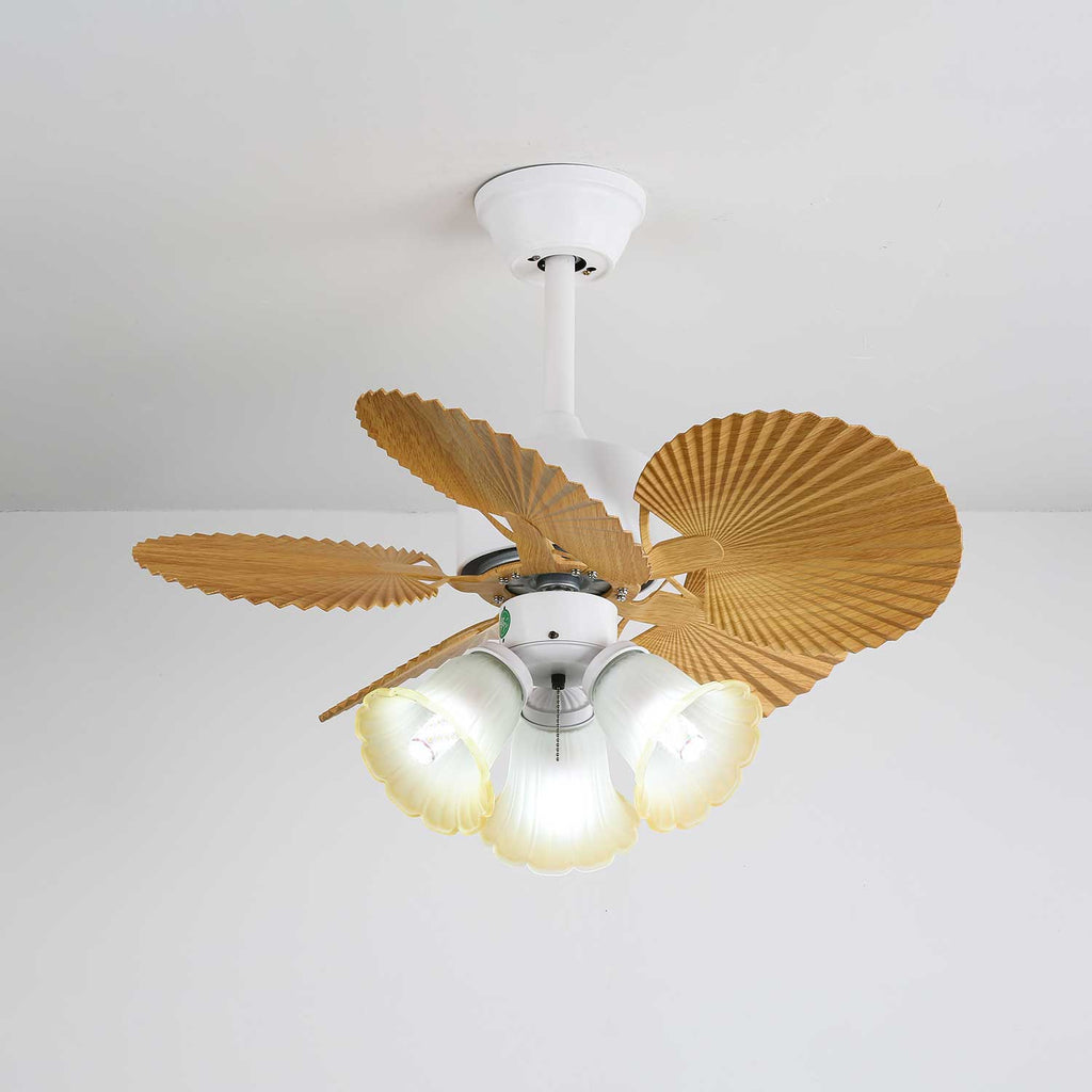 Aurelia vintage mennyezeti ventilátor világítással és faelemekkel | Ø80×30cm, 35W LED - Lamylie