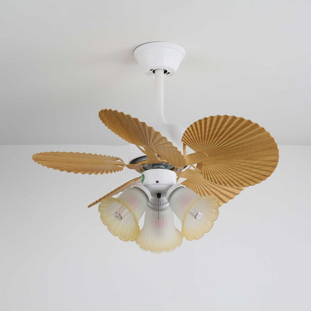 Aurelia vintage mennyezeti ventilátor világítással és faelemekkel | Ø80×30cm, 35W LED - Lamylie