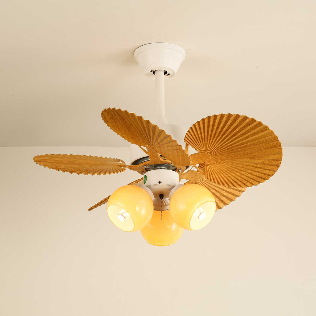Aurelia vintage mennyezeti ventilátor világítással és faelemekkel | Ø80×30cm, 35W LED - Lamylie