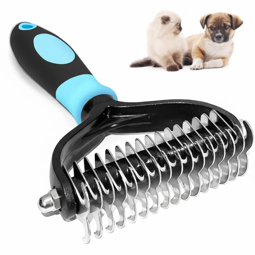Groommaster Pro kétoldalas szőrtelenítő kefe — gubancbontó fésű, aljszőrzet-eltávolító