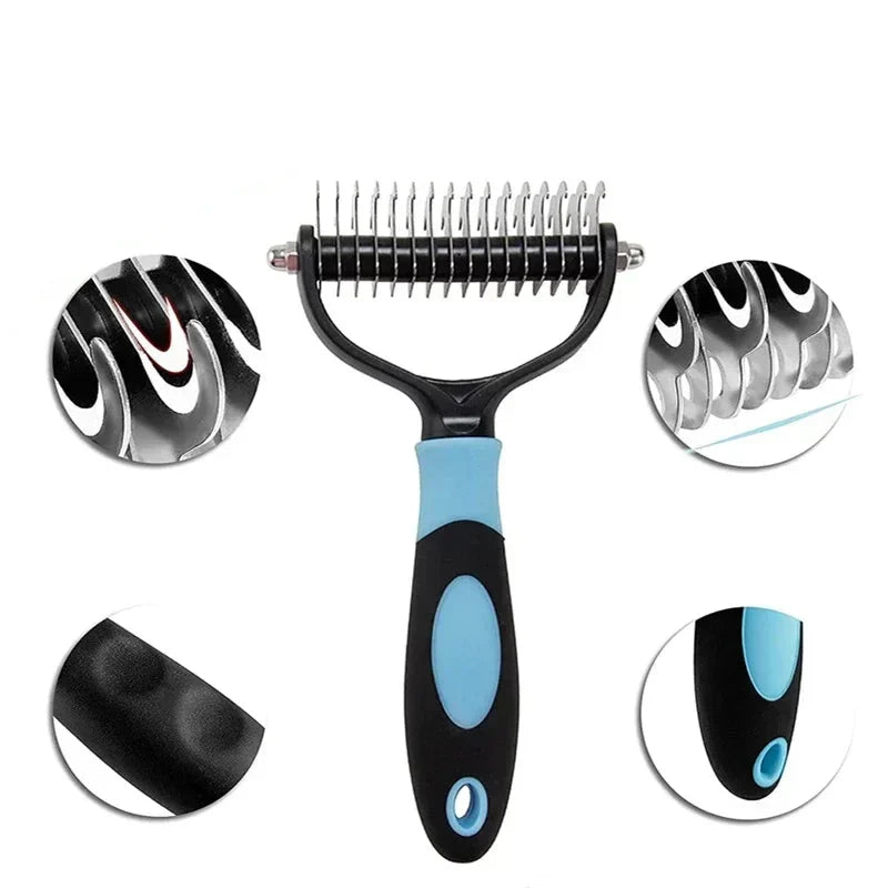 Groommaster Pro kétoldalas szőrtelenítő kefe — gubancbontó fésű, aljszőrzet-eltávolító