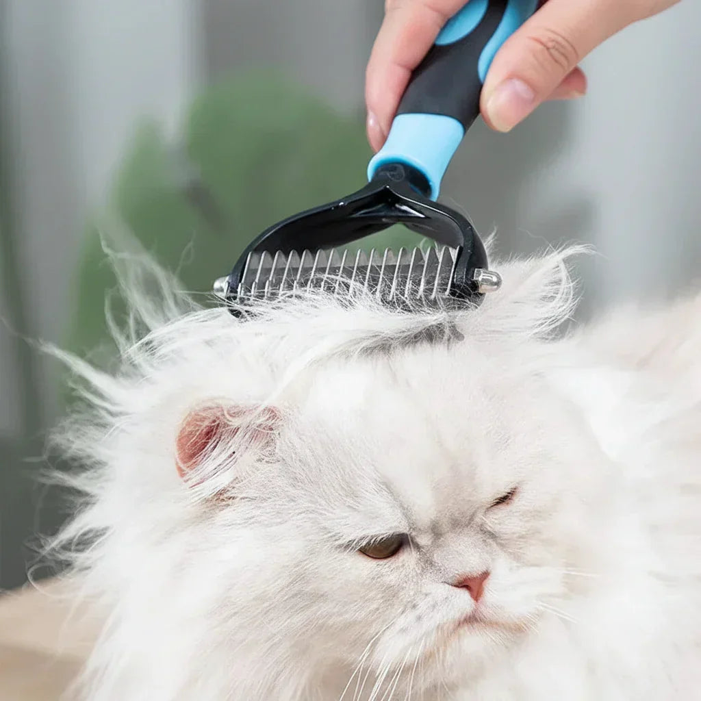 Groommaster Pro kétoldalas szőrtelenítő kefe — gubancbontó fésű, aljszőrzet-eltávolító