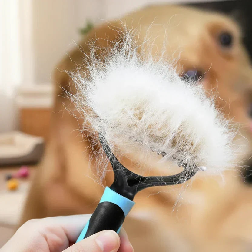 Groommaster Pro kétoldalas szőrtelenítő kefe — gubancbontó fésű, aljszőrzet-eltávolító