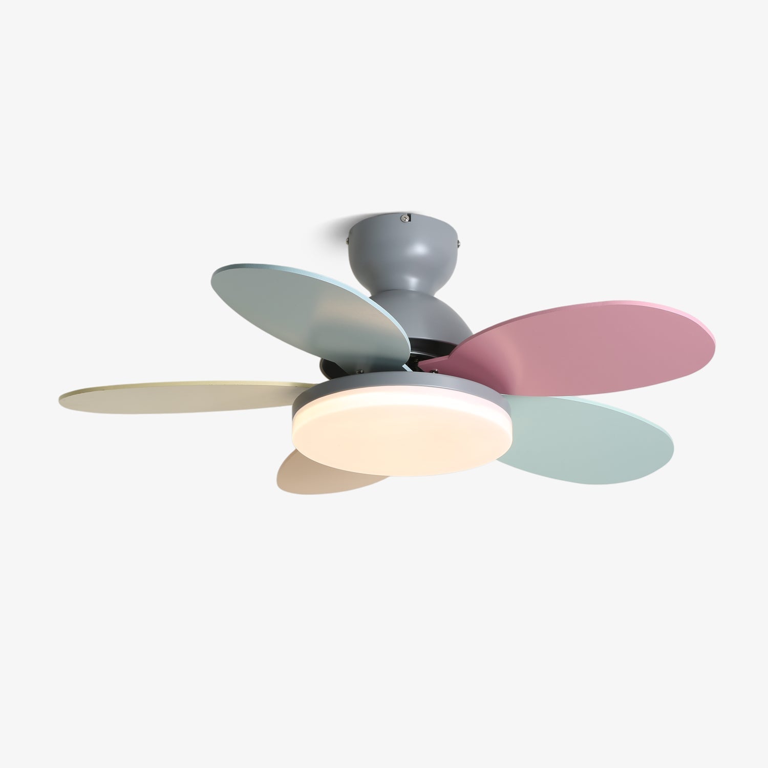 Liora Ceiling Fan with Lighting and Colored Glass Leaves for Children's Room | Modern Ceiling Fan with LED and Remote Control | Adjustable Speed Ceiling Fan with Light in Multiple Color Variants - Lamylie