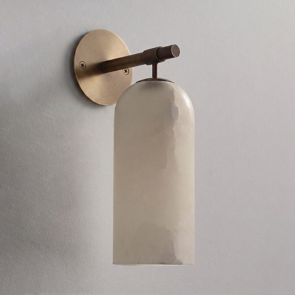 Alabaster Wall Lamp Cylindrical Minimalist Golden Fixture Warm Glow Lighting - Lamylie
