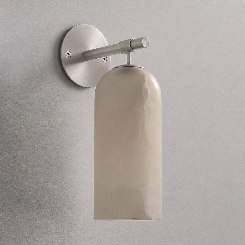 Alabaster Wall Lamp Cylindrical Minimalist Golden Fixture Warm Glow Lighting - Lamylie