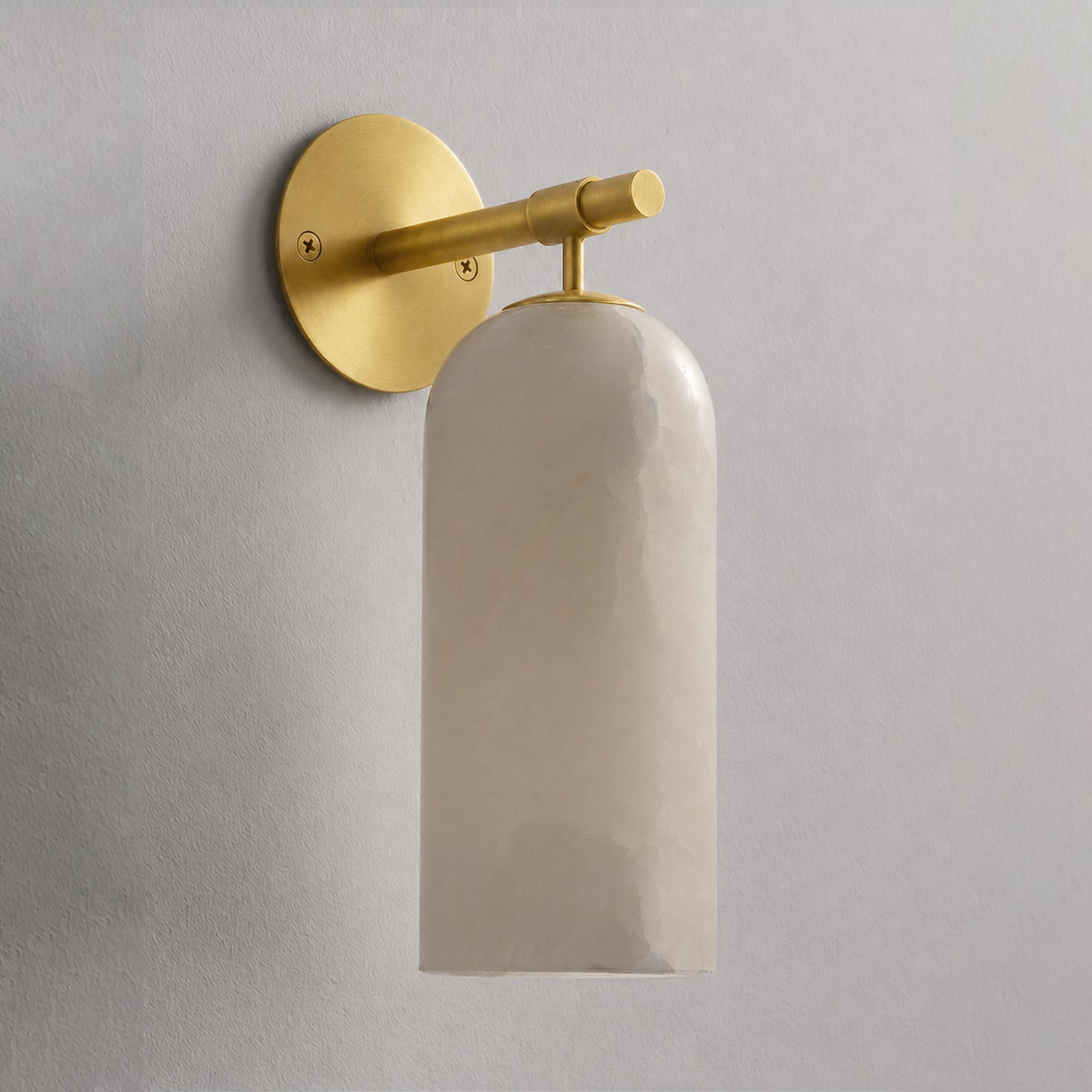 Alabaster Wall Lamp Cylindrical Minimalist Golden Fixture Warm Glow Lighting - Lamylie