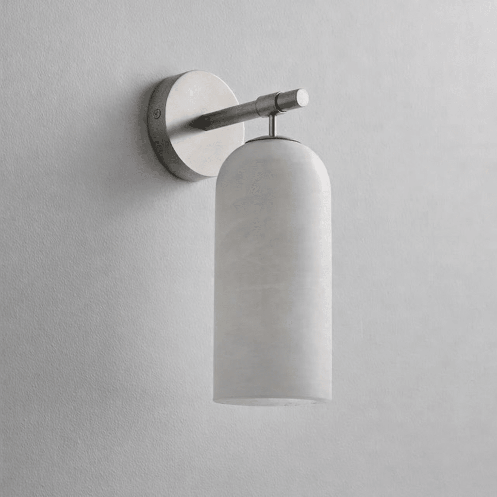 Alabaster Wall Lamp Cylindrical Minimalist Golden Fixture Warm Glow Lighting - Lamylie