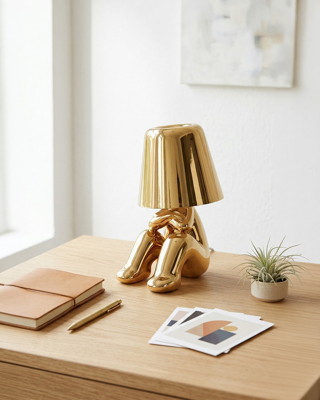 Metal Table Lamp Sculpture Figure Ambient Light Touch Dimmable LED Night Light Gold Silver Modern Design Decorative - Lamylie