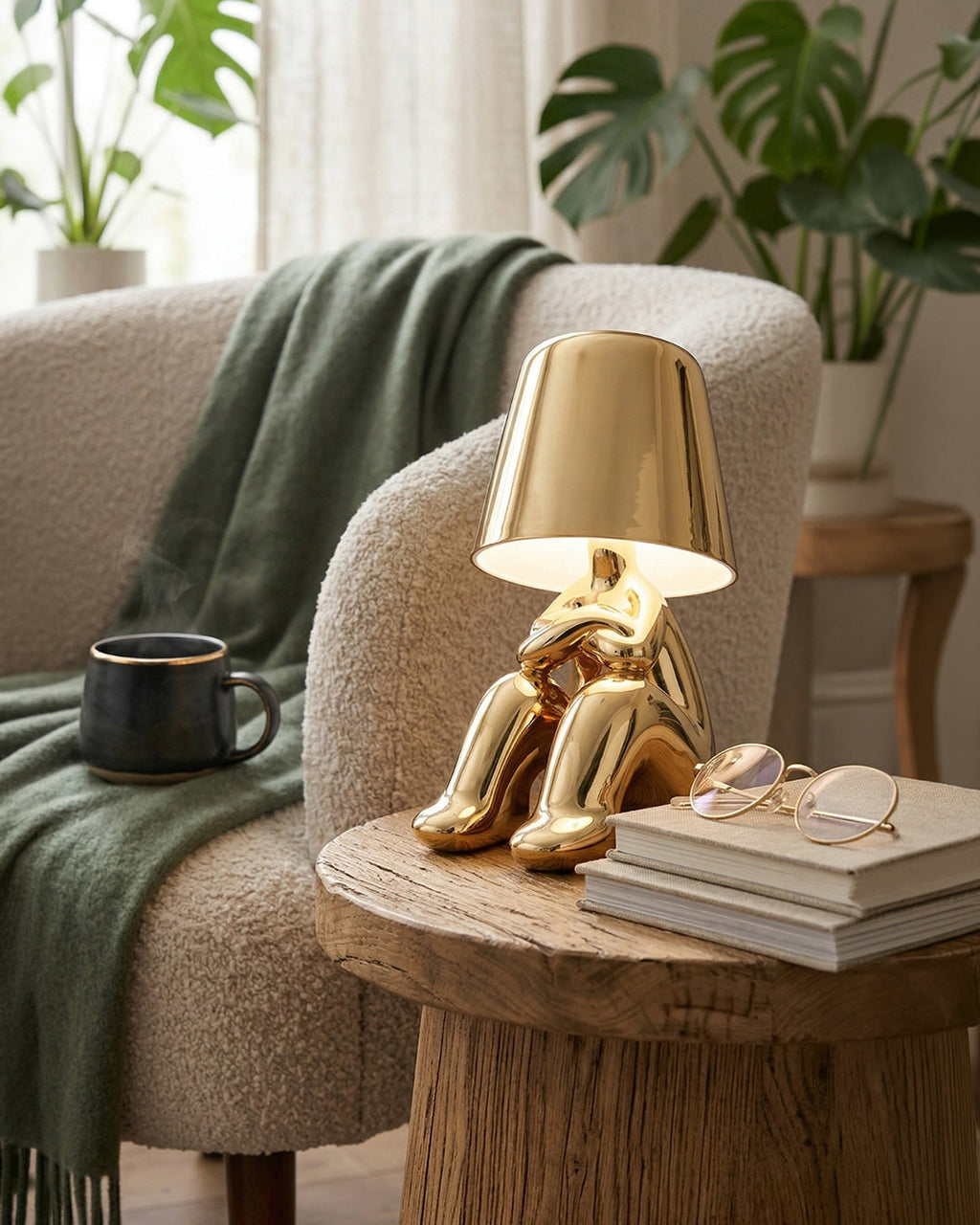 Metal Table Lamp Sculpture Figure Ambient Light Touch Dimmable LED Night Light Gold Silver Modern Design Decorative - Lamylie