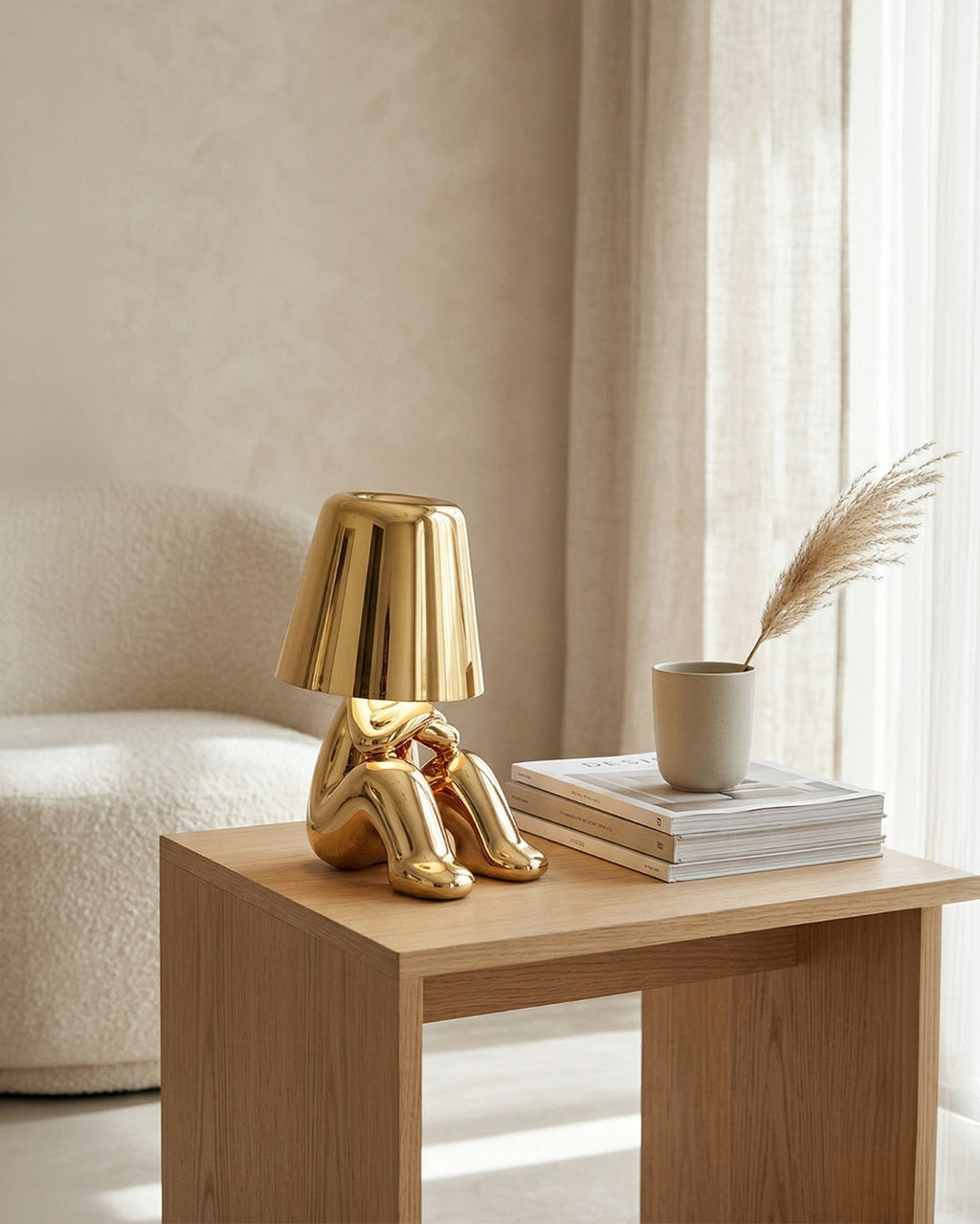 Metal Table Lamp Sculpture Figure Ambient Light Touch Dimmable LED Night Light Gold Silver Modern Design Decorative - Lamylie
