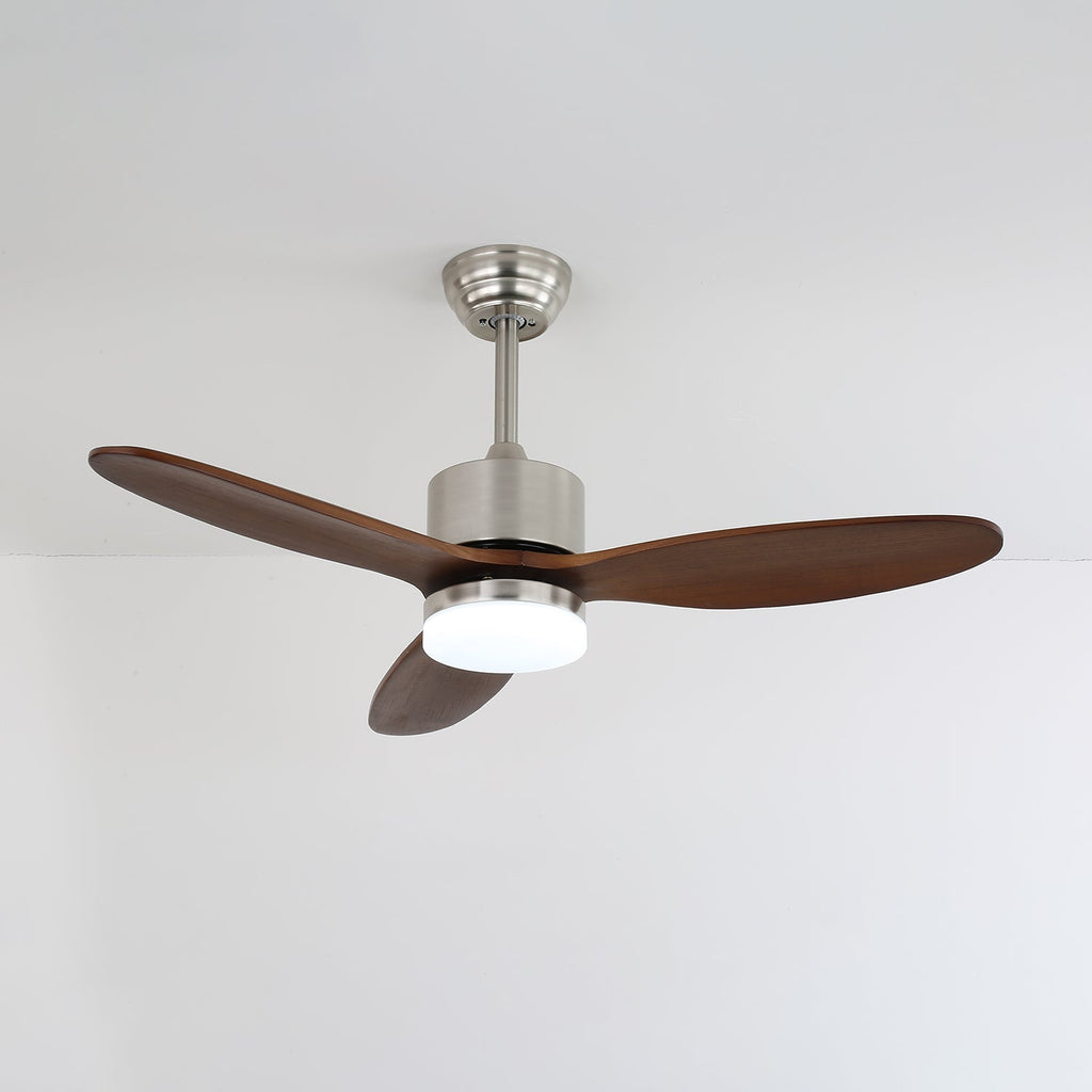 Elara-takfläkt med belysning — minimalistisk design med träblad för optimalt luftflöde - Lamylie