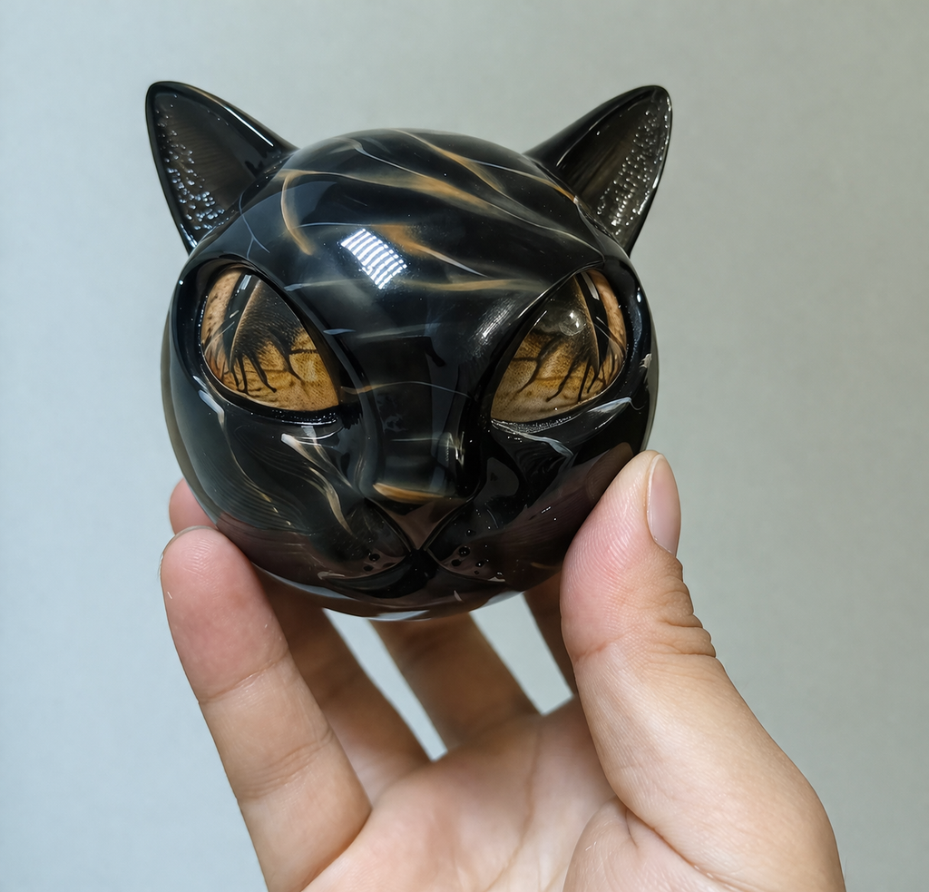 Mystische schwarze Katzenskulptur von NyxCharm – Lamylie