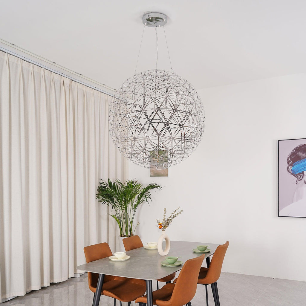 LED-hanglamp Zilveren Globe Sfeerverlichting Moderne Lamp Globe met Dimbare Lichtpunten Transparante Kristallen Globe Decoratief Scandinavisch Warmwit Industrieel Design Interieurlamp - Lamylie