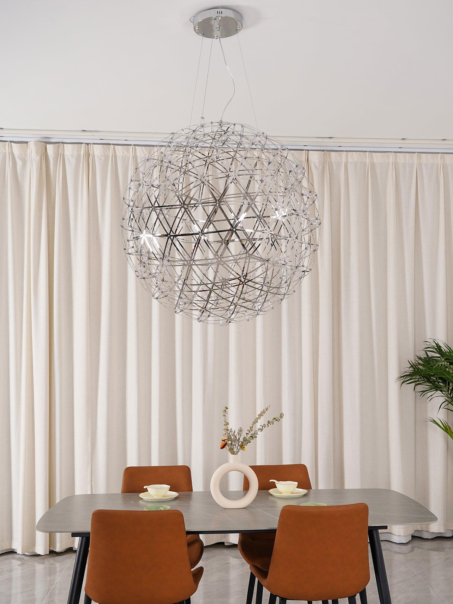 LED-hanglamp Zilveren Globe Sfeerverlichting Moderne Lamp Globe met Dimbare Lichtpunten Transparante Kristallen Globe Decoratief Scandinavisch Warmwit Industrieel Design Interieurlamp - Lamylie