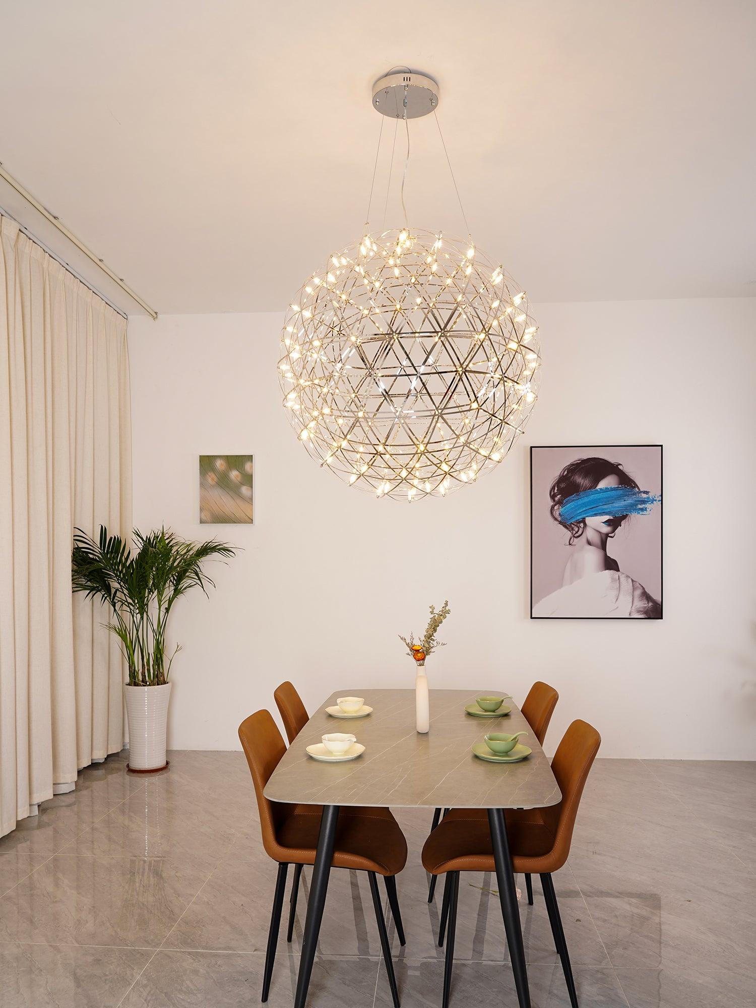 LED-hanglamp Zilveren Globe Sfeerverlichting Moderne Lamp Globe met Dimbare Lichtpunten Transparante Kristallen Globe Decoratief Scandinavisch Warmwit Industrieel Design Interieurlamp - Lamylie