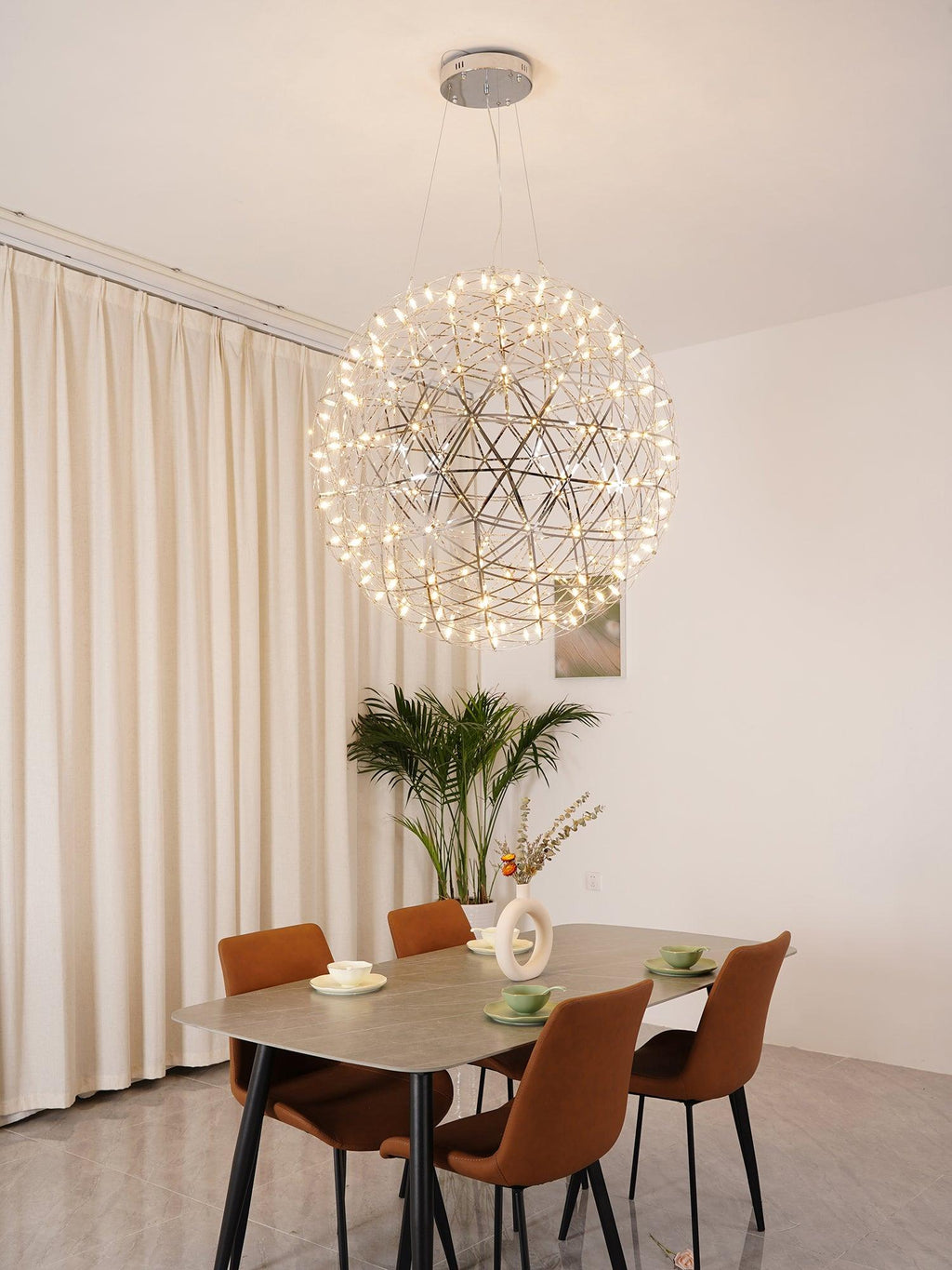 LED-hanglamp Zilveren Globe Sfeerverlichting Moderne Lamp Globe met Dimbare Lichtpunten Transparante Kristallen Globe Decoratief Scandinavisch Warmwit Industrieel Design Interieurlamp - Lamylie