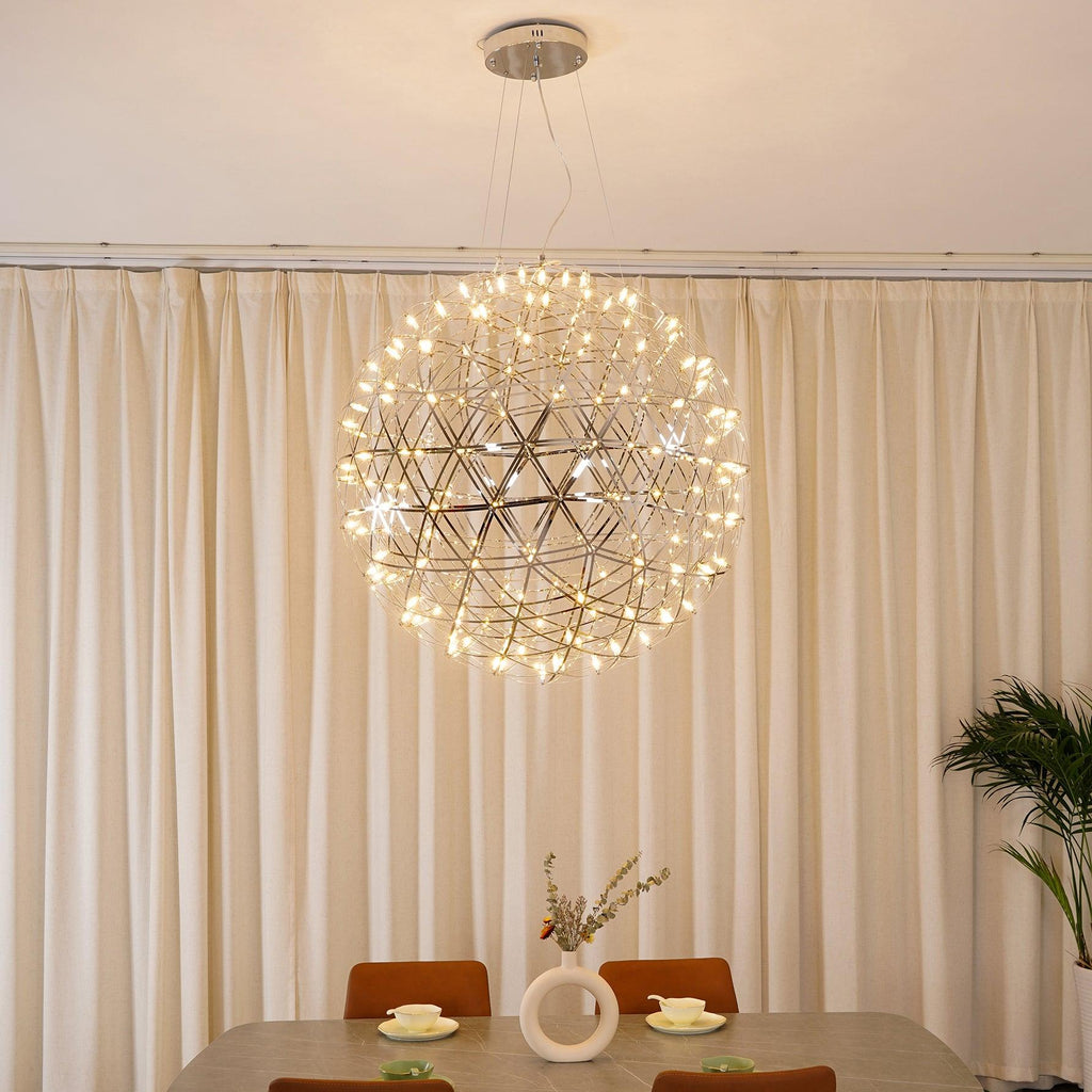 LED-hanglamp Zilveren Globe Sfeerverlichting Moderne Lamp Globe met Dimbare Lichtpunten Transparante Kristallen Globe Decoratief Scandinavisch Warmwit Industrieel Design Interieurlamp - Lamylie