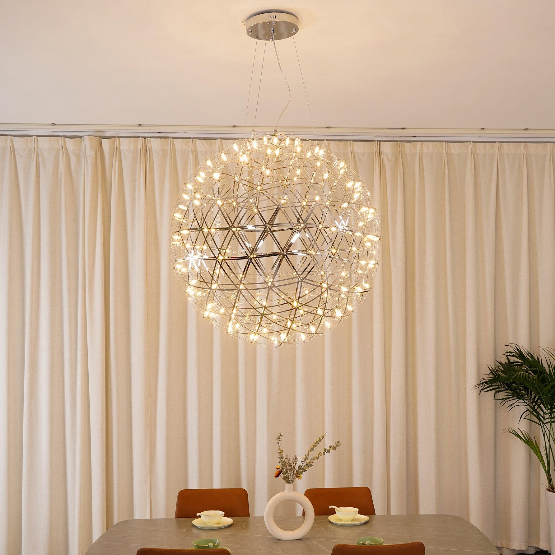 LED-hanglamp Zilveren Globe Sfeerverlichting Moderne Lamp Globe met Dimbare Lichtpunten Transparante Kristallen Globe Decoratief Scandinavisch Warmwit Industrieel Design Interieurlamp - Lamylie