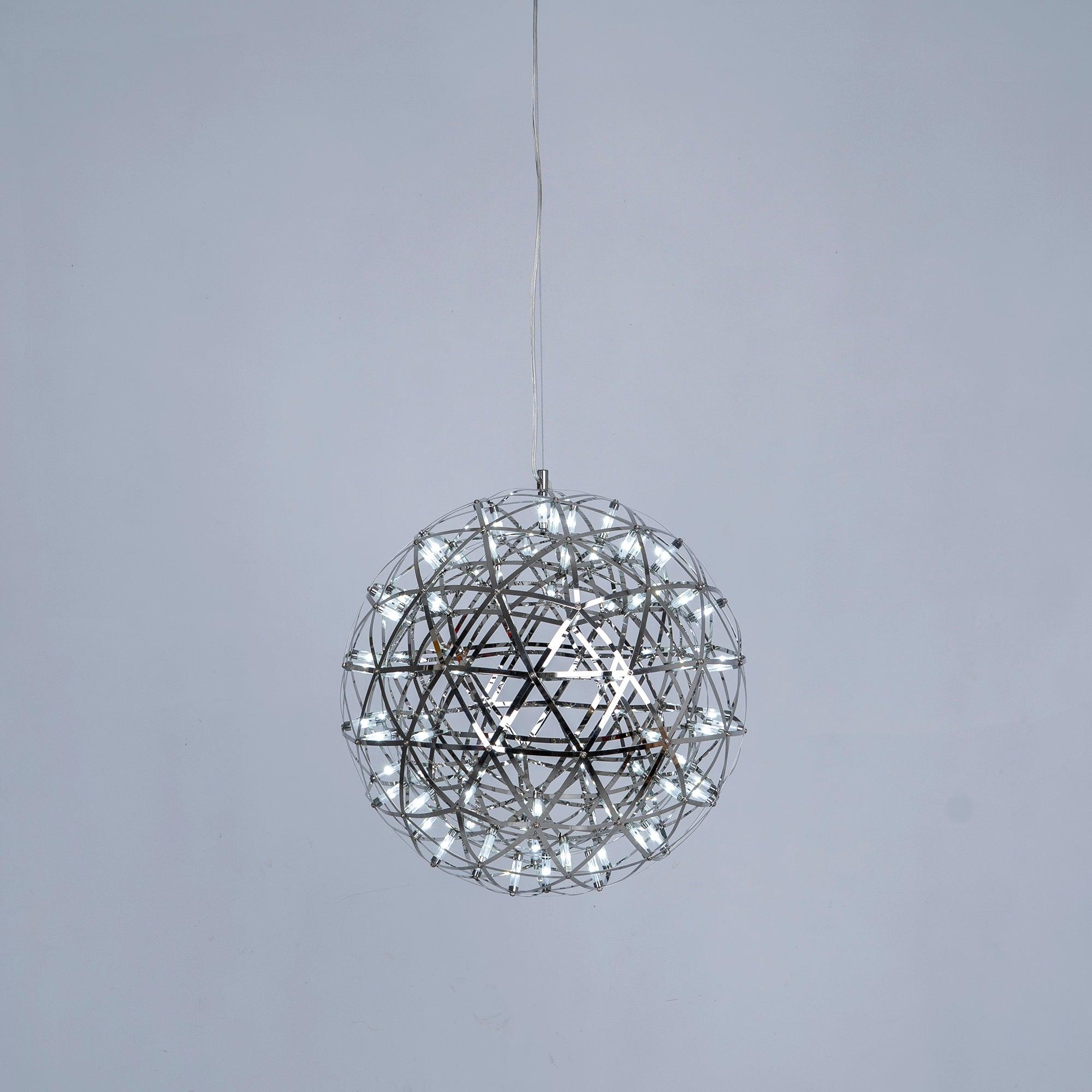 LED-hanglamp Zilveren Globe Sfeerverlichting Moderne Lamp Globe met Dimbare Lichtpunten Transparante Kristallen Globe Decoratief Scandinavisch Warmwit Industrieel Design Interieurlamp - Lamylie