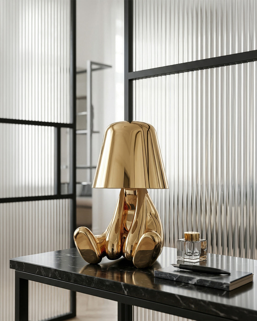 Metal Table Lamp Sculpture Figure Ambient Light Touch Dimmable LED Night Light Gold Silver Modern Design Decorative - Lamylie