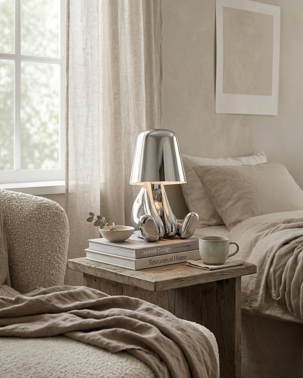 Metal Table Lamp Sculpture Figure Ambient Light Touch Dimmable LED Night Light Gold Silver Modern Design Decorative - Lamylie