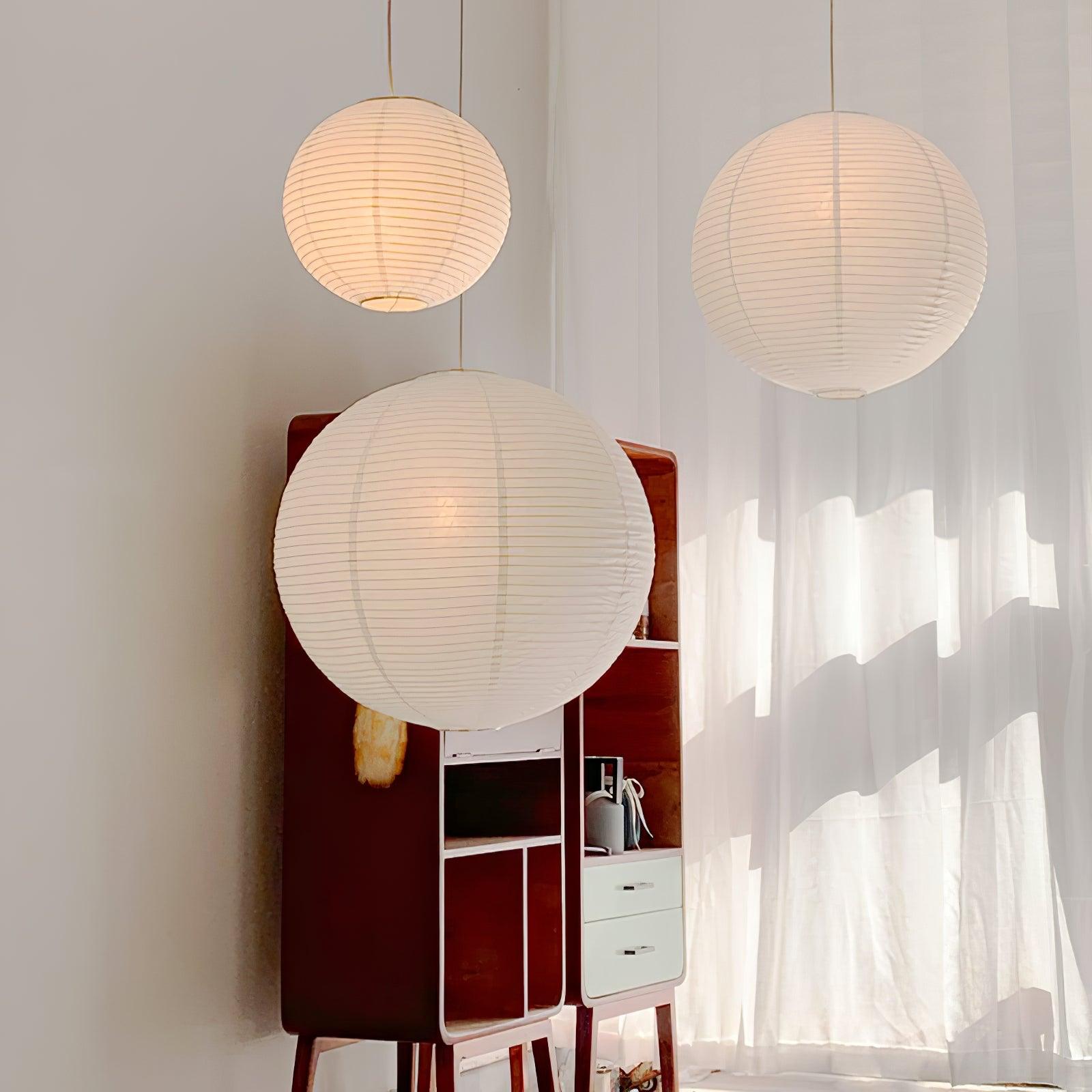 Japanese Mulberry Paper Pendant Lamp — Handmade Washi Lampshade Globe Ambient Lighting - Lamylie