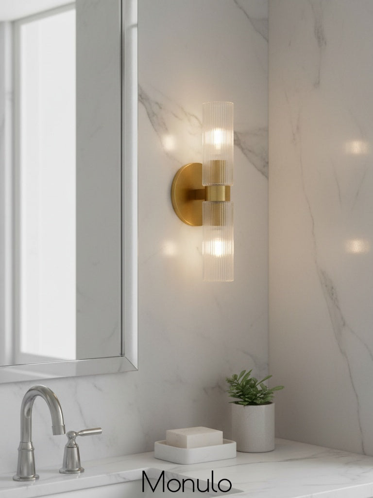 Wall lamp with double ribbed glass tubes | contemporary wall lighting for hall and entrance - Lamylie