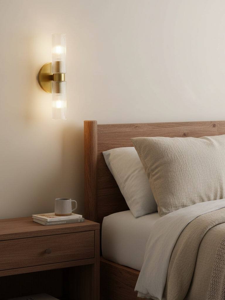Wandlampe mit doppelten gerippten Glasröhren | Zeitgenössische Wandbeleuchtung für Flur und Eingang - Lamylie