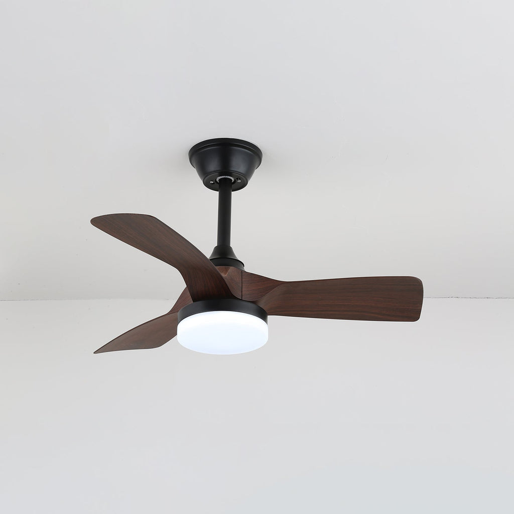 Minimalistisk takfläkt Orlen med träutseende och belysning 81 cm | Skandinavisk takfläkt med lampa | Fjärrkontroll, 6 hastigheter | Takfläkt med nordisk design – Lamylie