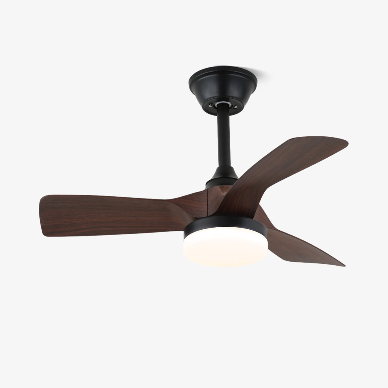 Ventilateur de plafond minimaliste Orlen avec aspect bois et éclairage, 81 cm | Ventilateur de plafond scandinave avec lampe | Télécommande, 6 vitesses | Ventilateur de plafond au design nordique - Lamylie