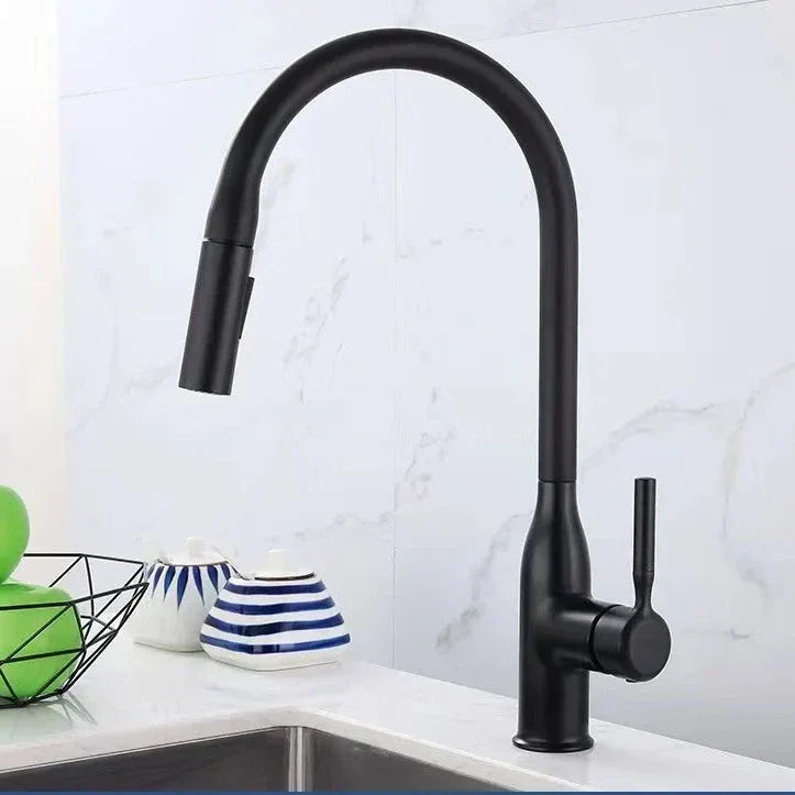 Kuchyňská baterie z kartáčované mosazi s flexibilní pružinovou výsuvnou sprškou - Lamylie