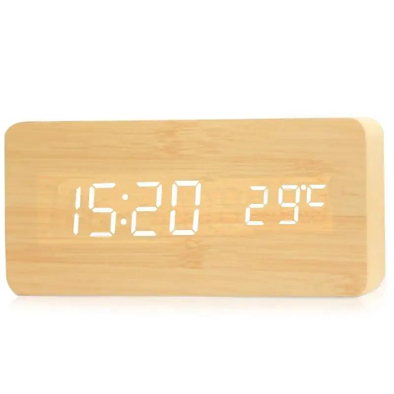 LED Display Digital Alarm Clock in Wooden Design - Lamylie