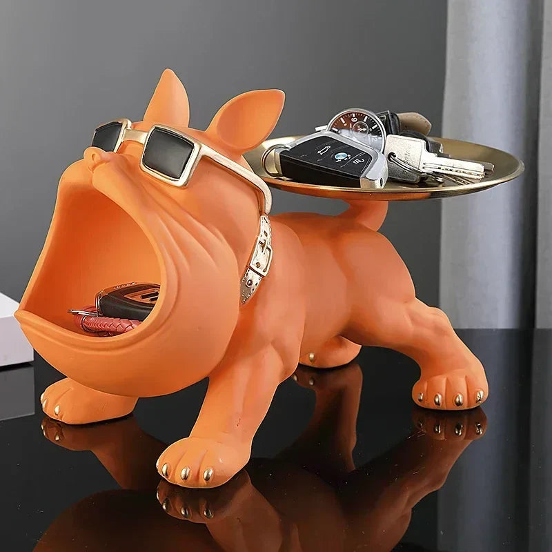 Figurine de bouledogue avec plateau de rangement intégré – Décoration intérieure - Lamylie