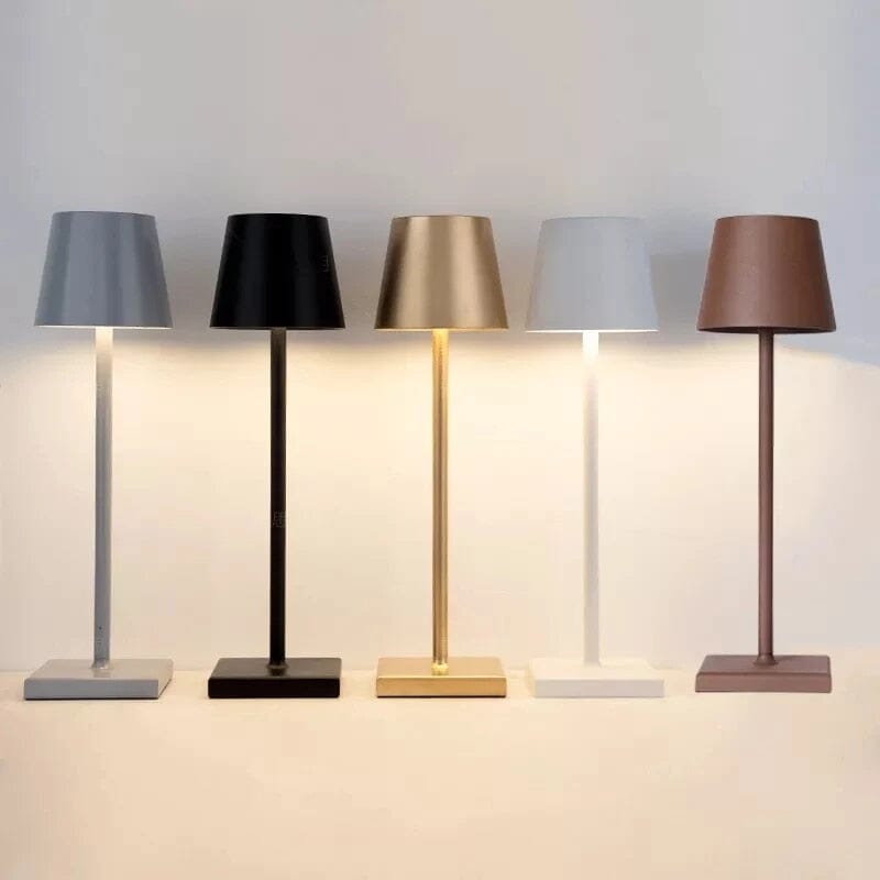 Lámpara de mesa LED inalámbrica HaloLux – Controles táctiles regulables, recargable