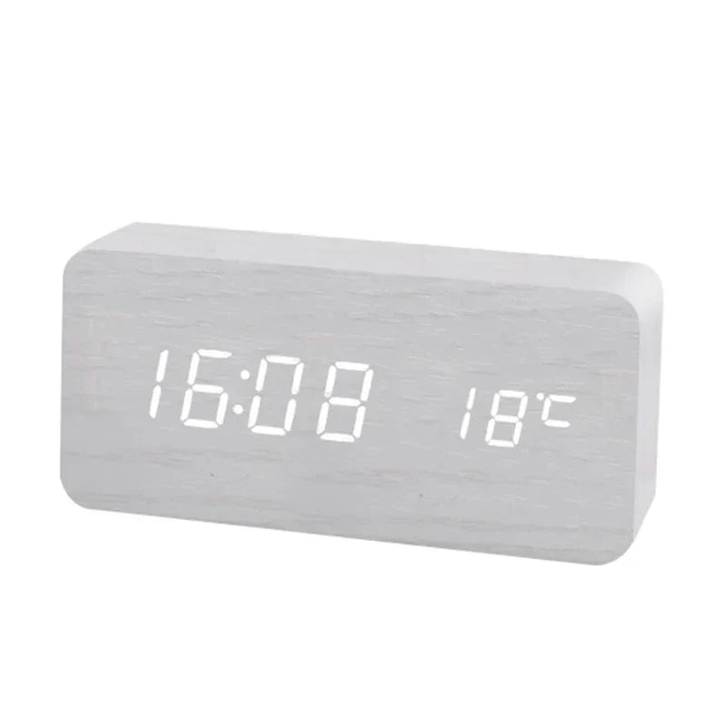 LED Display Digital Alarm Clock in Wooden Design - Lamylie